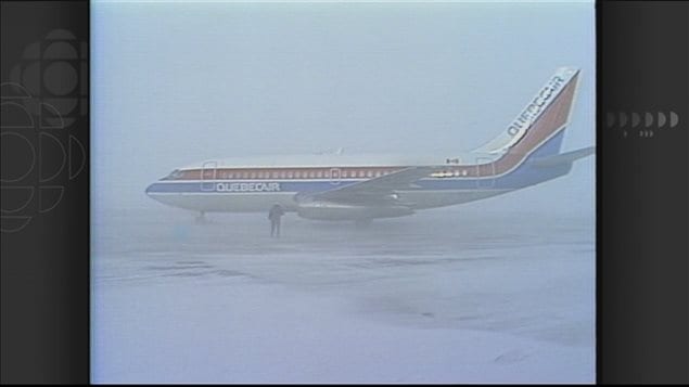 Conditions difficiles pour un avion appartenant à la compagnie Québecair. Conditions difficiles pour un avion appartenant à la compagnie Québecair.