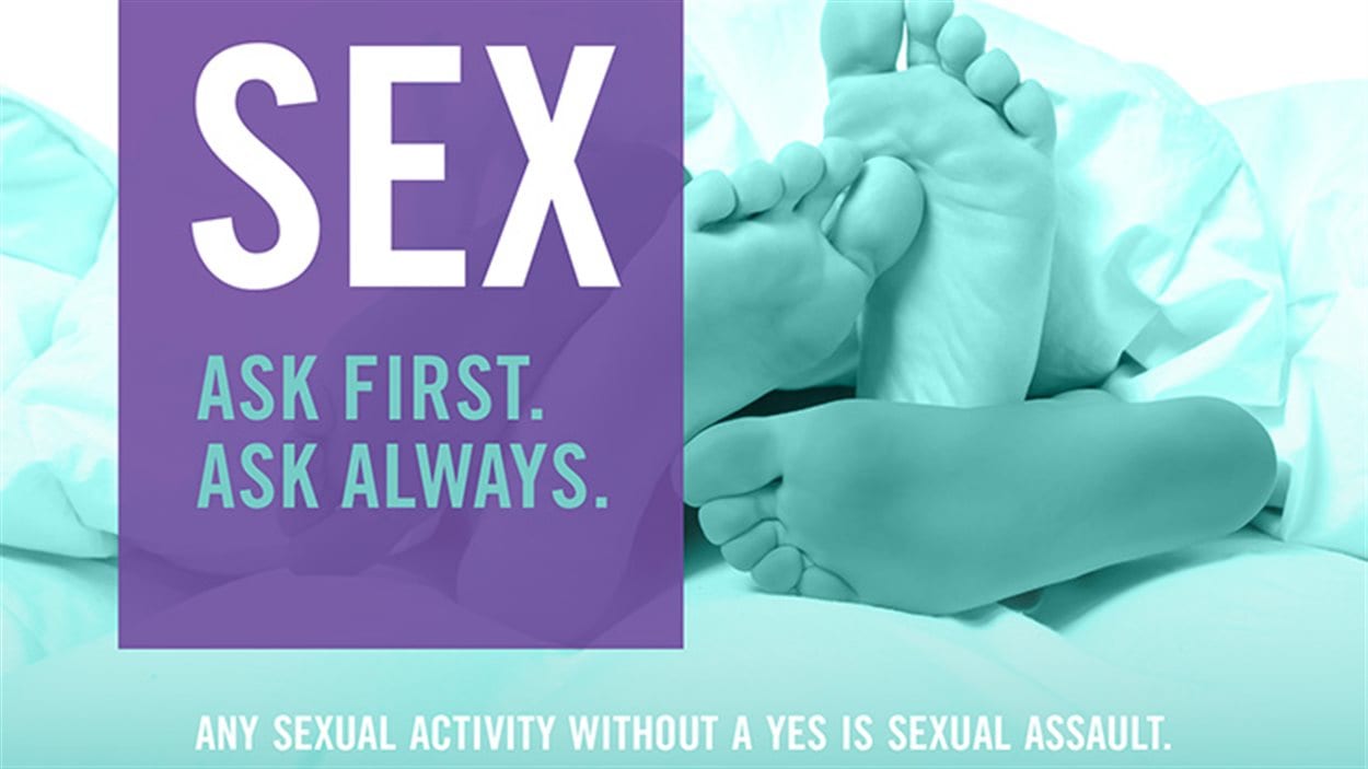 Affiche de sensibilisation au harcèlement sexuel visible dans l'enceinte de l'Université de Winnipeg. Affiche de sensibilisation au harcèlement sexuel visible dans l'enceinte de l'Université de Winnipeg.