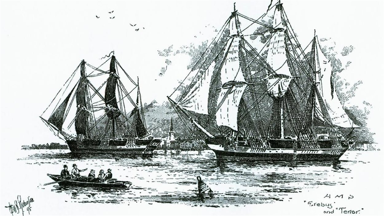 Deux navires, HMS Erebus et HMS Terror, sont disparus en 1846 lors de l'expédition Franklin, dans le Grand Nord canadien. Deux navires, HMS Erebus et HMS Terror, sont disparus en 1846 lors de l'expédition Franklin, dans le Grand Nord canadien.