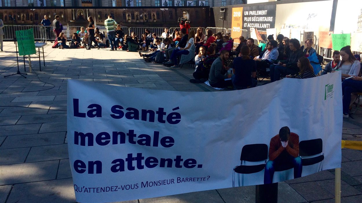 Des doctorants en psychologie manifestent devant l'Assemblée nationale. Des doctorants en psychologie manifestent devant l'Assemblée nationale.