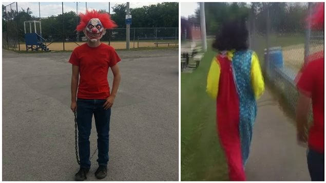 Des jeunes déguisés en clowns ont effrayé des enfants qui s'amusaient dans un parc de Gatineau en août dernier. Des jeunes déguisés en clowns ont effrayé des enfants qui s'amusaient dans un parc de Gatineau en août dernier.