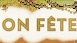 Le texte « On fête » avec une guirlande dorée